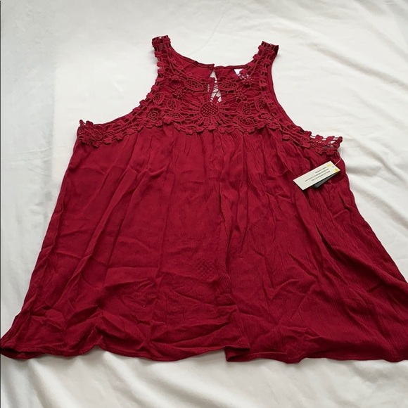 No Boundaries red racer back crochet tank Sz. XL - Picture 1 of 4